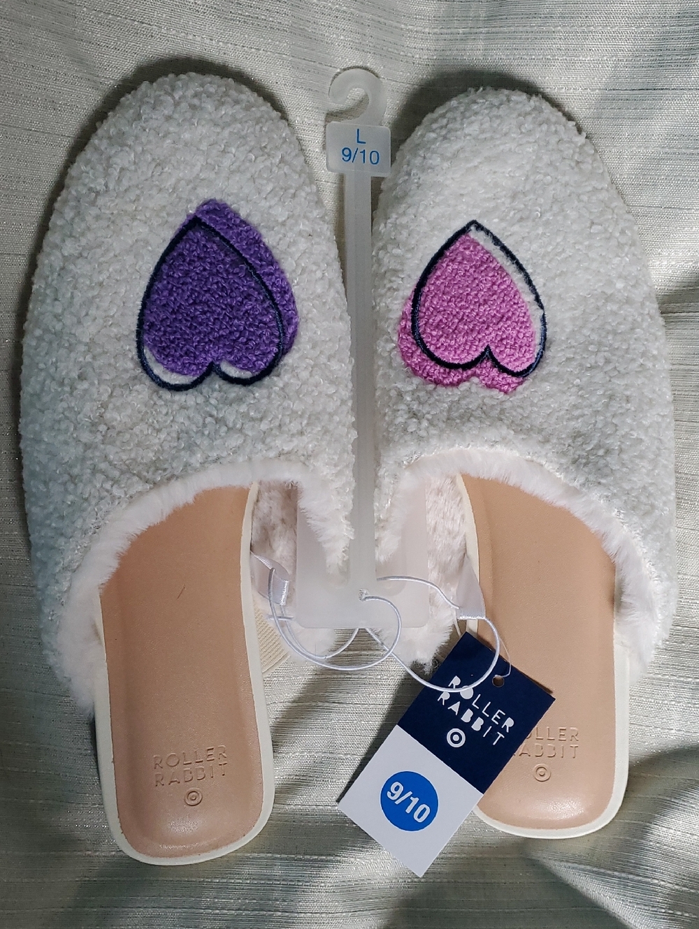 Roller Rabbit x Target Disco Hearts Fuzzy House Slippers 9/10